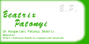 beatrix patonyi business card